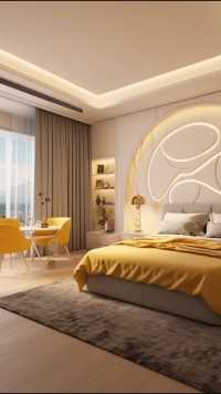 🤩全卧室呈黄色调，温馨又大气！
整个房间都被温暖的黄色包围，仿佛沐浴在阳光中。
这种色调让人感到无比温馨，就像被一股温暖的力量拥抱着。
黄色调还显得大气时尚，让卧室充满了格调。
在这样的房间里，心情都变得格外美好啦！ #黄色调 #温馨 #大气