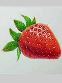 零基础彩铅草莓    