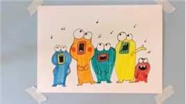 少儿创意绘画/儿童画：小怪兽合唱团     