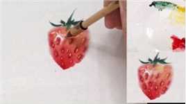 国画草莓小教程，跟着一起画一画吧