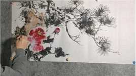 创作一幅富贵长寿图，最美中国画 #水墨写意 #写意花鸟 #国画艺术
