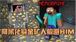我的世界：面对HIM的疯狂追杀 阿呆化身金矿人和矿洞融为一体