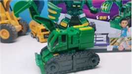挖掘机杜卡变形机器人 玩具试玩 咖宝车神之重工战队玩具开箱