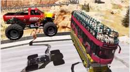 汽车模拟器游戏 各个怪物卡车新式挑战花样翻车 蜗牛