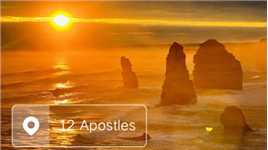 12 Apostles的日落🌇 - 浓烈又炙热，刹那光辉染红整个海面、礁岩，让人目眩神迷，不舍转瞬！👍
