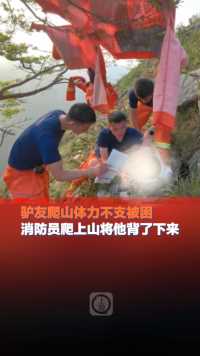 4月17日(报道)，重庆，驴友爬山体力不支被困，消防员爬上山将他背了下来。(上游新闻记者 宋剑)