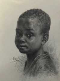 素描非洲小男孩