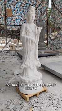 石雕观音佛像大型汉白玉滴水菩萨像古代传统人物三面观音寺庙供奉