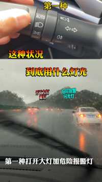 这是我在高速遇到的一幕，下大雨三种司机操作的灯光，我是用的第三种对了吗 