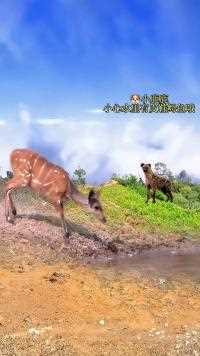 鬣狗提醒小鹿水里有鳄鱼#动物世界#神奇动物在这里#动物世界精彩集锦#鳄鱼#鬣狗