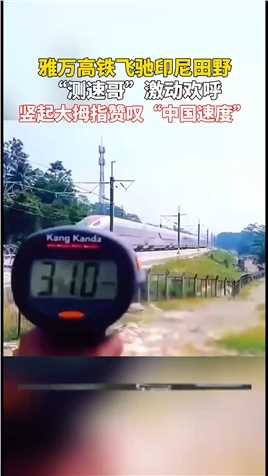雅万高铁飞驰印尼田野“测速哥”激动欢呼，竖起大拇指赞叹“中国速度”

