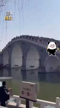 春节假期清明上河园桥上人山人海，网友：张择端当年还是画少了！