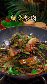 今天来个贵州人都爱吃的菜，蕨菜炒肉非常下饭