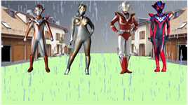 下雨了，小奥特曼们，都给妈妈们送雨伞了 #奥特曼儿童动画片 #格丽乔奥特曼 #卡蜜拉迪迦 #黑暗格丽乔.